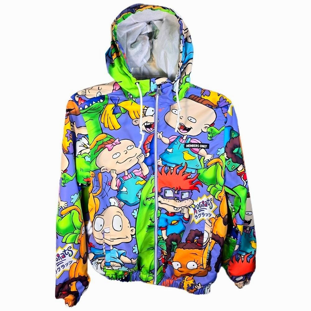 Nickelodeon Rugrats Members Only Mens M Hooded Jacket Reptar Tommy Chuckie 2023